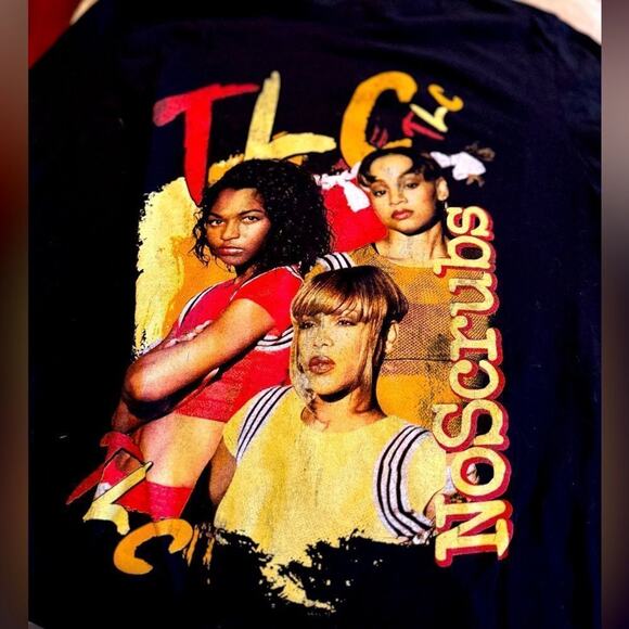 TLC NO SCRUBS T-SHIRT retro 90s replica vintage black UNISEX ADULT Large - Picture 3 of 4